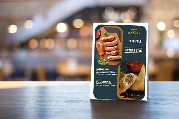 table menu mock up
